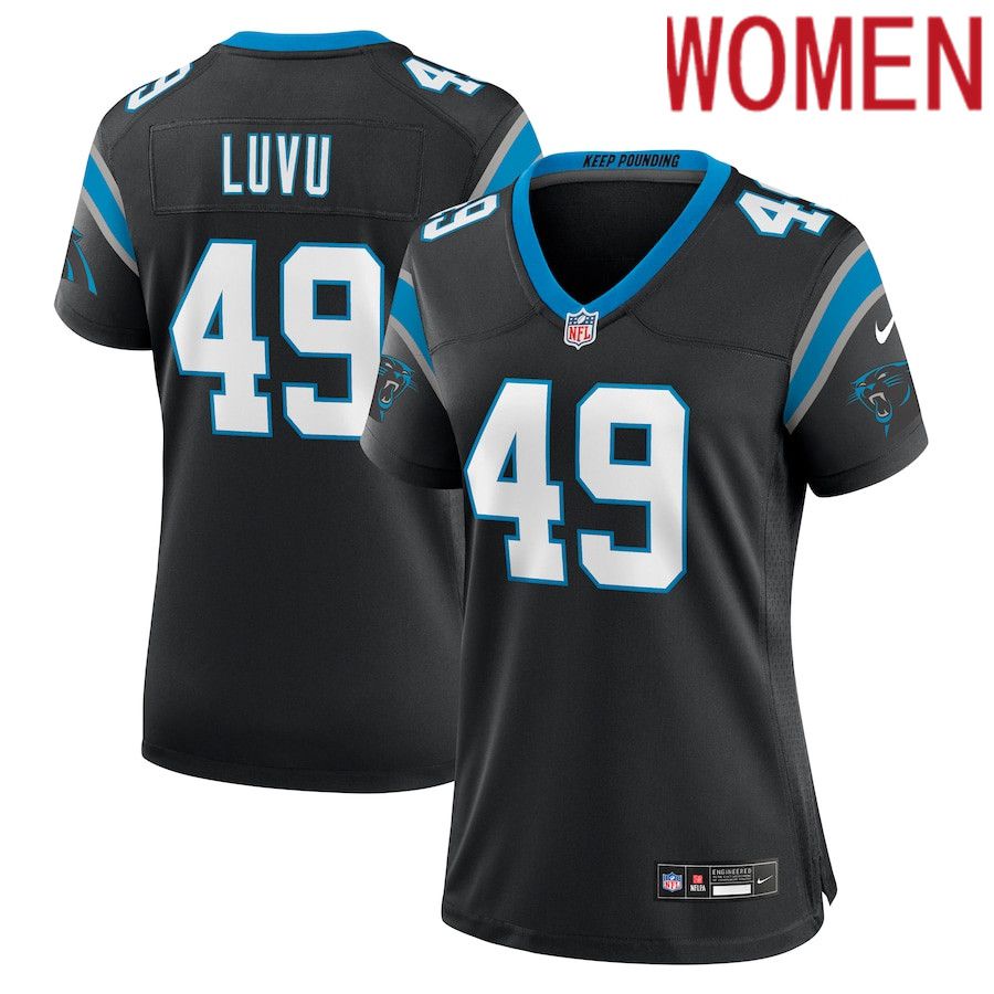 Women Carolina Panthers #49 Frankie Luvu Nike Black Team Game NFL Jersey->women nfl jersey->Women Jersey